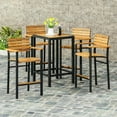 thumbnail image 2 of Darryn Modern Industrial Acacia Wood Barstool , Set of 4, Teak and Black, 2 of 7