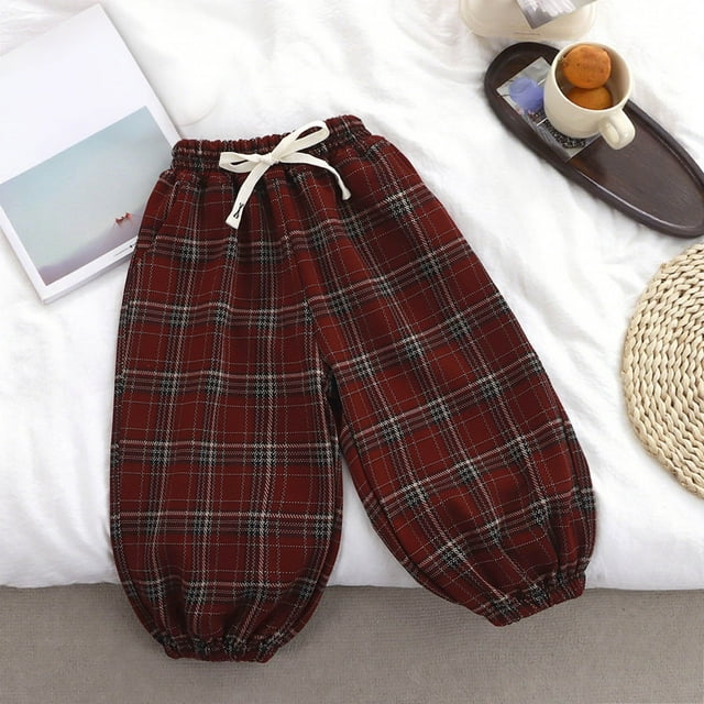 YUNAFFT Pantalons Décontractés à Carreaux pour Garçons et Filles Style Vintage Rétro