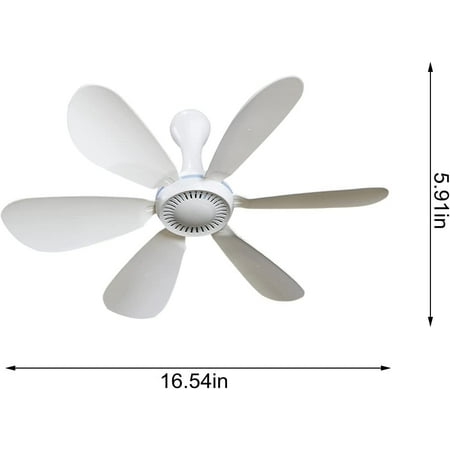 

RuiKe Portable Ceiling Fan 6-Leaf Strong Wind Mini USB Tent Fans for Camping Outdoor Hanging Gazebo Tents Ceiling Canopy Fan DC 12V Compatible Battery Power