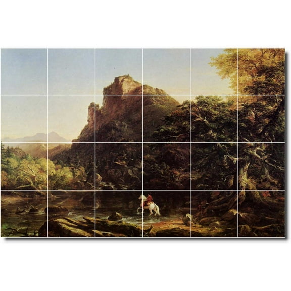 Ceramic Tile Mural-Thomas Cole Landscapes Painting 481. 25.5" w x 17" h using (24) 4.25 x 4.25 ceramic tiles
