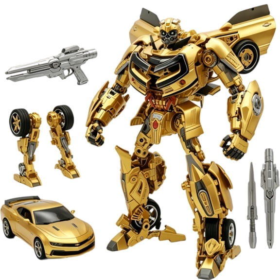 Transformer Golden Bumblebee 8.5 Inch Figure, Premium Metallic with War Hammer and Ion Blaster