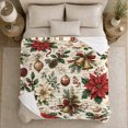 thumbnail image 5 of Christmas Poinsettia Gold Ornament Pattern, Festive Holiday Scene, Warm Flannel Blanket for Living Room and Reading Nook, Art Lovers Christmas Gift, Festive Home Decor, 5 of 9