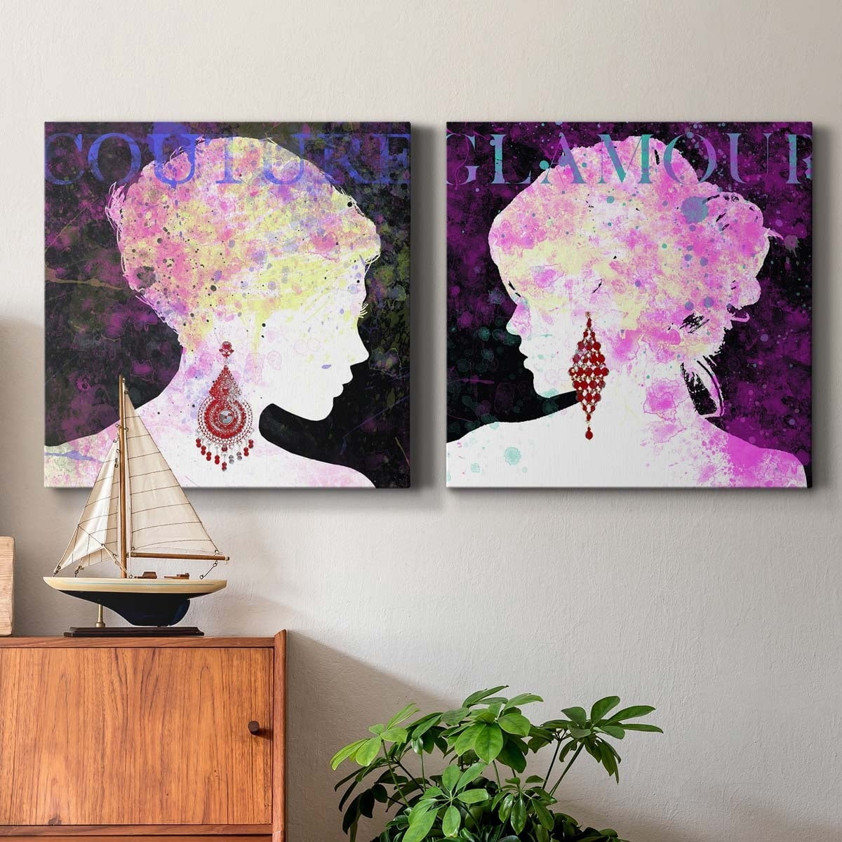 Couture - Premium Gallery Wrapped Canvas - Ready to Hang Set of 2 - 40 x 40 Each
