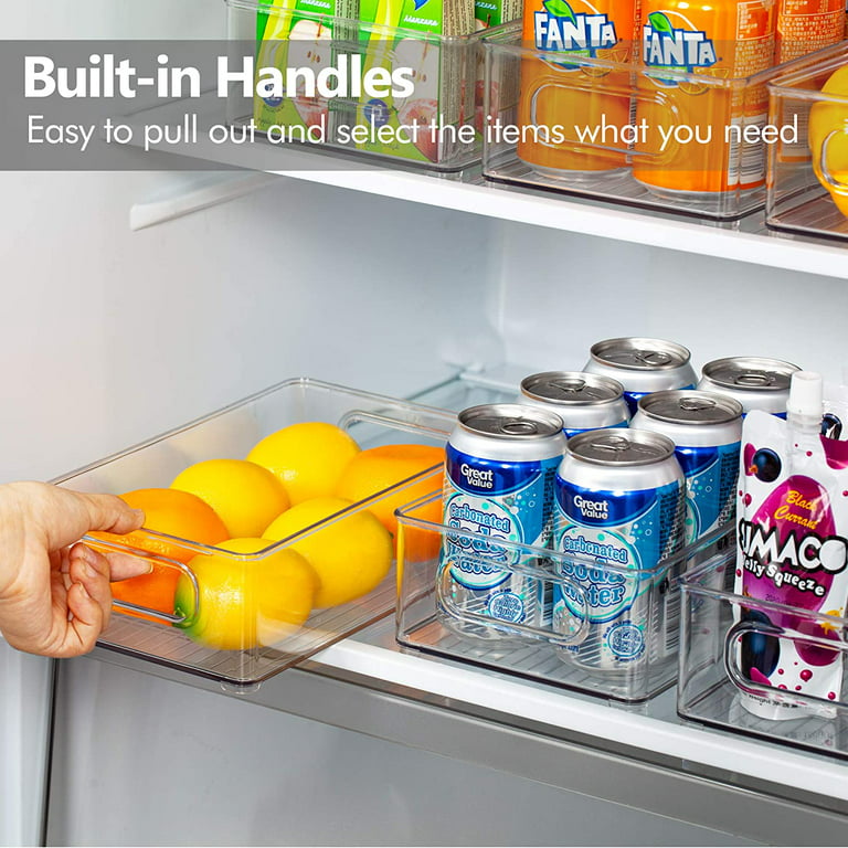 6 Pack Plastic Storage Bins for Pantry, Refrigerator, 10 x 6 x 3