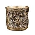 thumbnail image 2 of Antique Relief Dragon & Auspicious Slim Waist Cup – Chinese Copper Tea Cup, Elegant Table Decor, 2 of 5