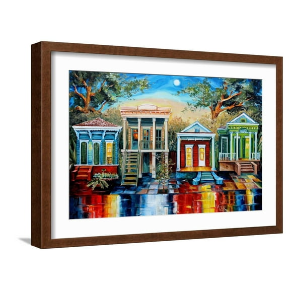 Art.com Big Easy Neighborhood Art Print by Diane Millsap, Brown Frame Wall Art, 23" x 17"