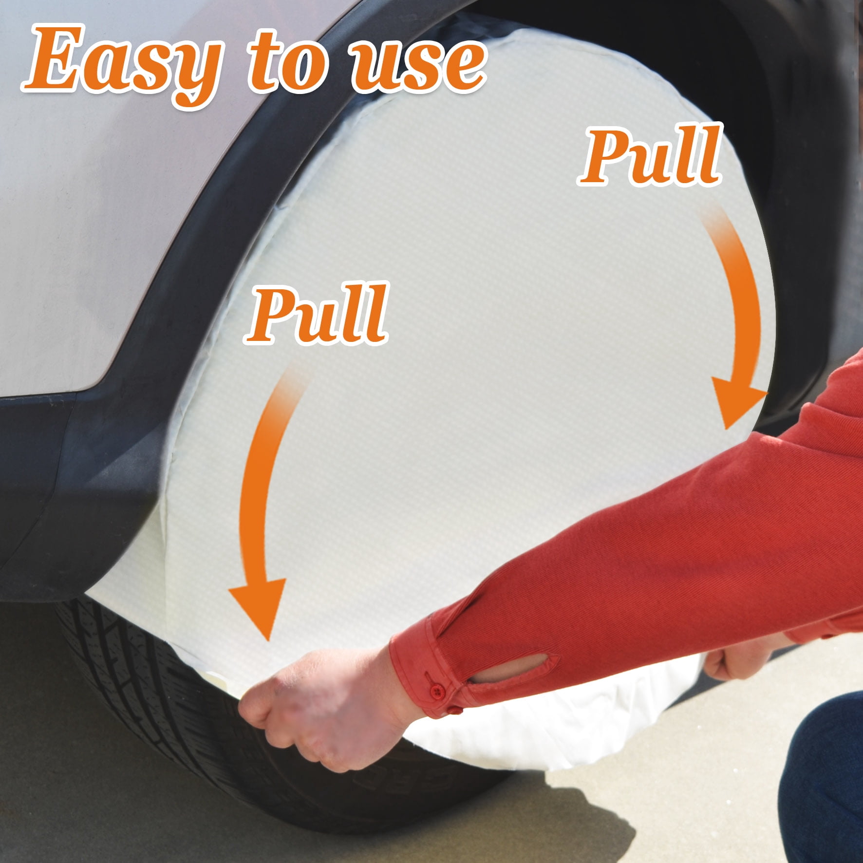 Sunny 4pcs Wheel Tire Covers Waterproof Sun Tire Protector for Auto Truck Car Camper Trailer Boat, Ecru (33''-35'')