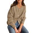 thumbnail image 2 of Gynyvoja Long Sleeve Crewneck Button Down Womens Sweaters Spring Open Front Chunky Cardigan for Women Khaki XL, 2 of 9