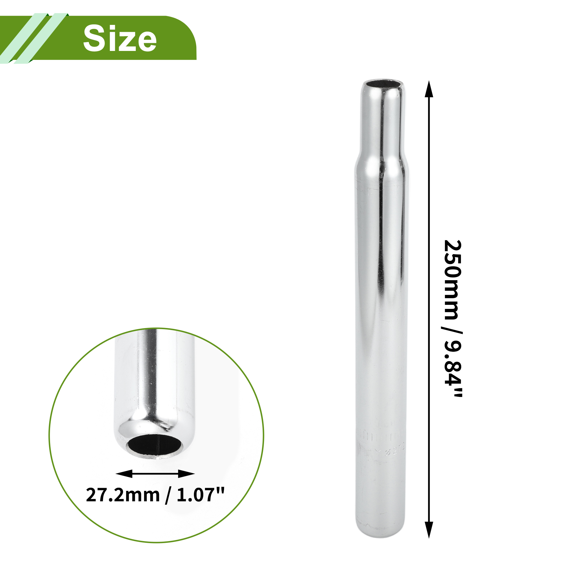 Unique Bargains Universal 27.2x250mm Silver Tone Bike Seat Post Durable Steel 1 Pc