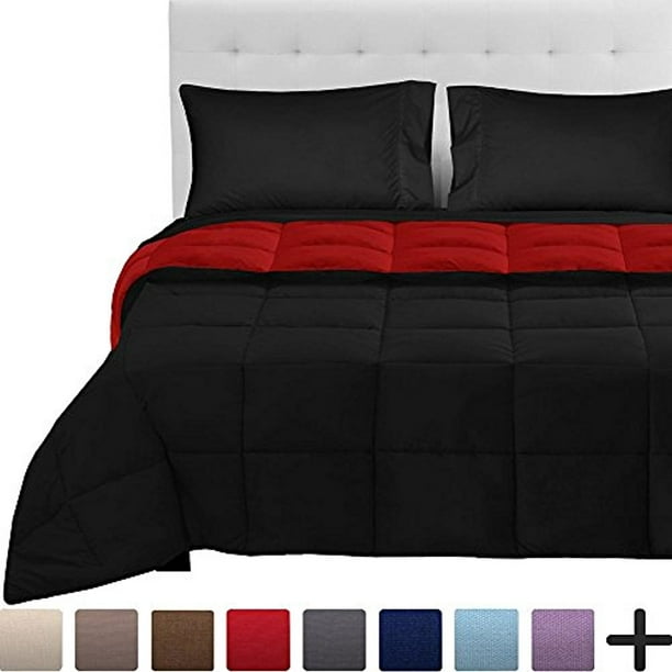 King Comforter Black Red Sheet Set, Red Bed In A Bag King Size