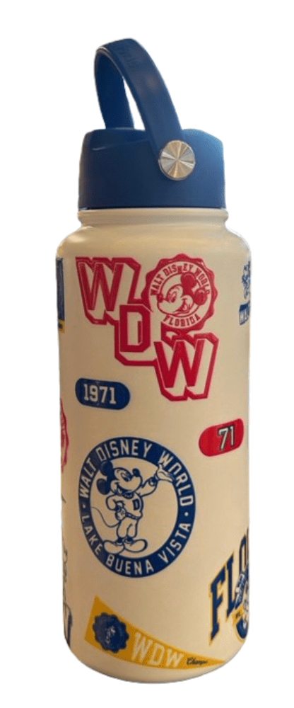 Disney Parks Mickey Mouse Logos WDW Stainless Steel Water Bottle New W Tag