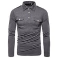 thumbnail image 3 of FASHIONWT Men Slim-fitting Combat Long Sleeve Henley Button Pullover Lapel Shirts, 3 of 6