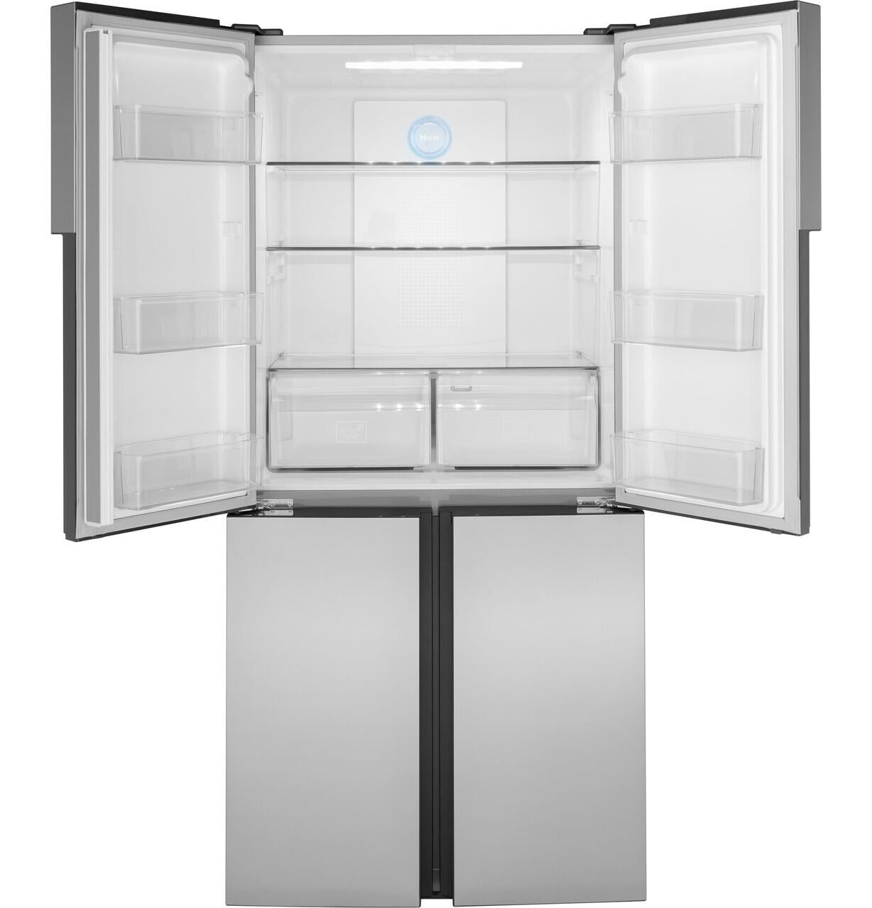 Haier® 16.8 Cu. ft. Quad Door Refrigerator Fingerprint Resistant QHE16HYPFS and Stainless Steel