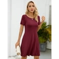 thumbnail image 5 of Chiclily Women's Summer Dresses Casual T Shirt Dresses Burgundy Small Short Sleeve Flowy Beach Sundress with Pockets, 5 of 9