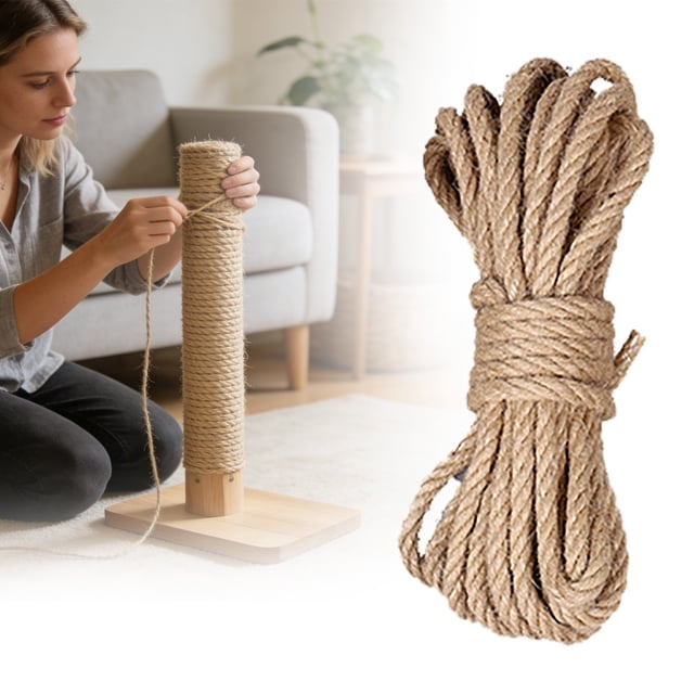 Diy Cat Tree with Sisal Rope, 10Mm*10M, Friendly Sisal Rope for Repair and Replacement of Scratching Posts with Jute for Crafting and Home Decor