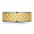 thumbnail image 3 of Titanium 8mm Yellow Plated Checkered Wedding Ring Band Size 13.50 Fancy, 3 of 10