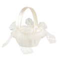 thumbnail image 2 of Wedding Flower Girl Basket with Lace Pearl Handle Bowknot Romantic Elegant Flower Basket Wedding Ceremony (White,7*5.3in), 2 of 3