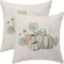 Fall Pillow Covers 18x18 Set of 2 Autumn Gray Pumpkin Maple Leaf Decorative Throw Pillow Outdoor Linen Square Farmhouse Thanksgiving Harvest Cushion Cover Decor for Home Couch Sofa