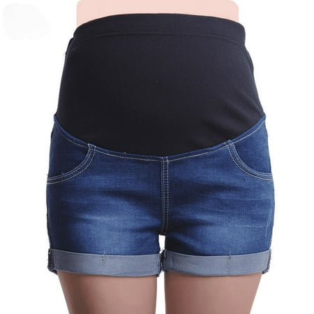 

Women s Over The Belly Pregnancy Denim Shorts Support Breathable Maternity Jeans Shorts for Summer