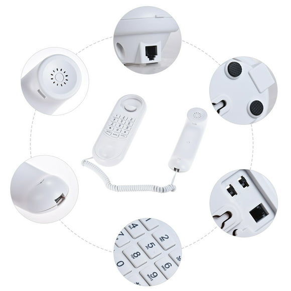 Portable Corded Telephone Phone Pause/ Redial/ Flash Wall Mountable Base Handset for House Home Call Center Office Company Hotel