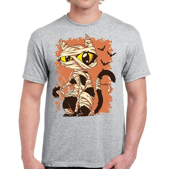 Mummy Cat Top Halloween Gift Shirt for Men - S M L XL 2XL 3XL 4XL 5XL Happy Halloween Graphic Tee - Funny Scary Holiday Tee T-Shirt Mens