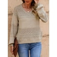 thumbnail image 3 of Chase Secret Womens Sweaters Casual Long Sleeve V Neck Lightweight Corchet Pullover Sweater Tops, 3 of 8