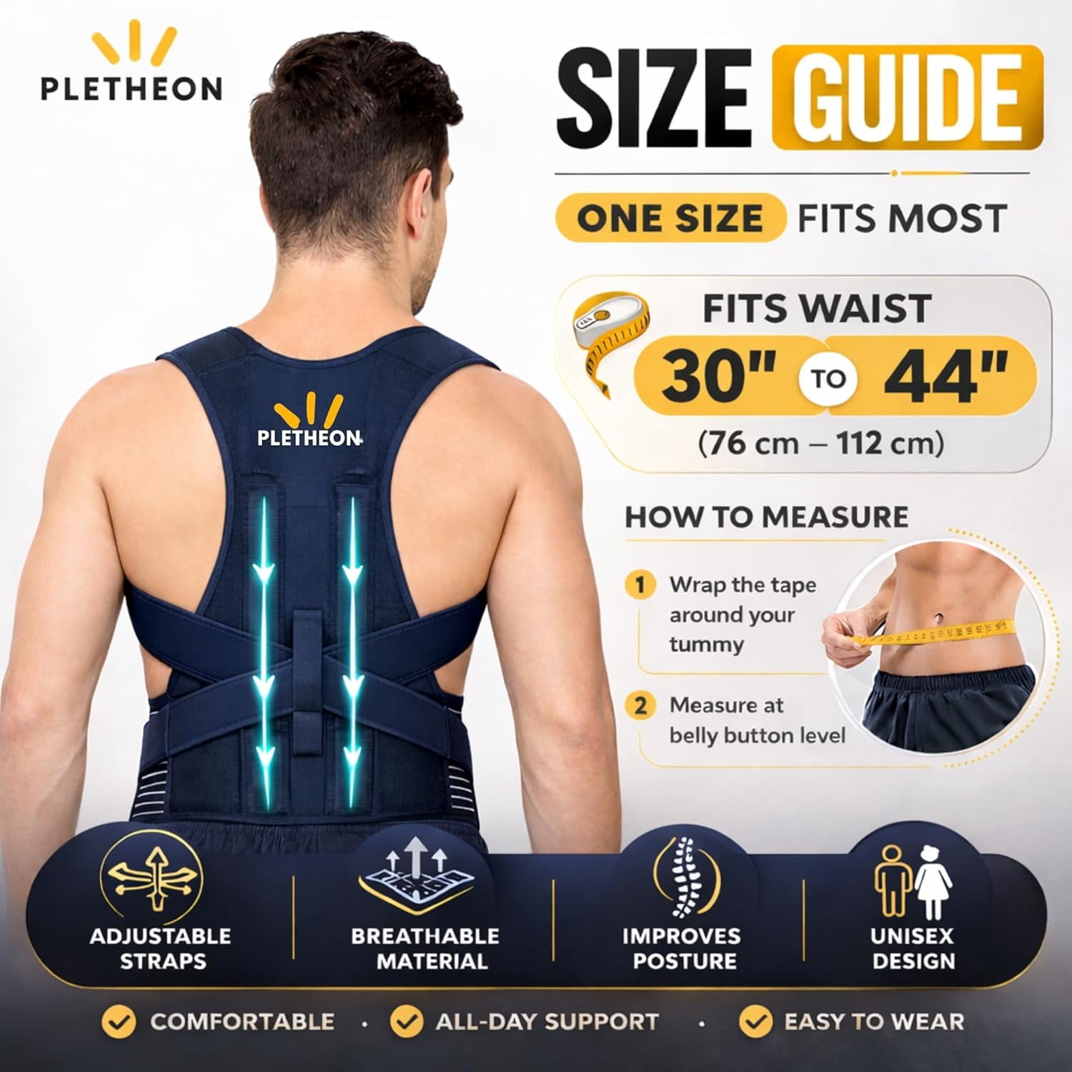 Adjustable Posture Corrector Belt for Men and Women Back Support Brace for Spine Alignment, Pain Relief & Shoulder Correction