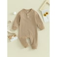 thumbnail image 2 of Suealasg Infant Boy Girl Fall Bodysuits Baby Waffle Rompers 3M 6M 9M 12M Newborn Solid Color Long Sleeve Full Length Jumpsuits for Boys Girls, 2 of 9