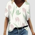 thumbnail image 2 of WEAIXIMIUNG T-Shirt à Manches Courtes Col en V Fleuri Mode Été pour Femmes Saint-Valentin, 2 of 4