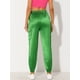 thumbnail image 4 of Pantalones cargo de satén sedoso Allegra K tiro alto elástico con cordón para mujer Verde brillante L, 4 of 6