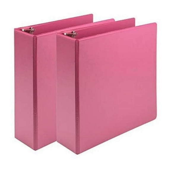 3 in. Plant-Based Durable 3 Ring View Binders - Berry Pink - Pack of 2