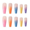 thumbnail image 4 of 20pcs/set Super Long Ballet Coffin Fake Nails Candy Color Nails Rainbow Gradient Trapezoidal Fake Nails Wearable Nails, 4 of 9