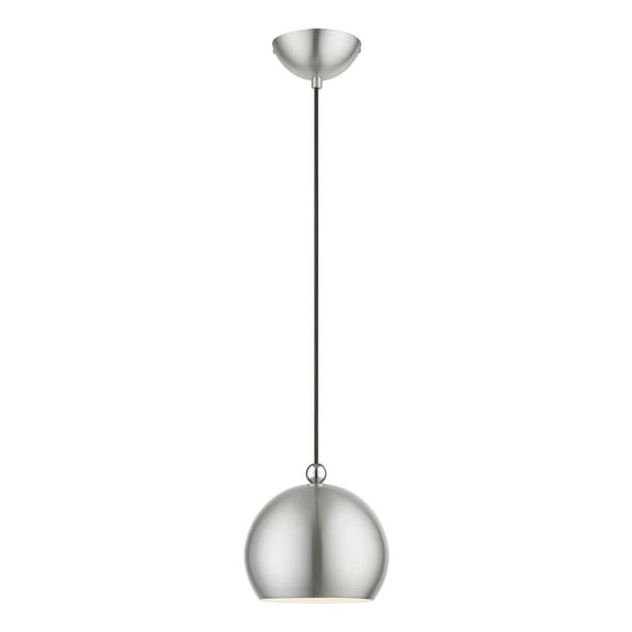 45481-91 Livex Lighting Stockton - 1 Light Globe Mini Pendant In Industrial Style-14.25 Inches Tall and 8 Inches Wide-Brushed Nickel/Polished Chrome
