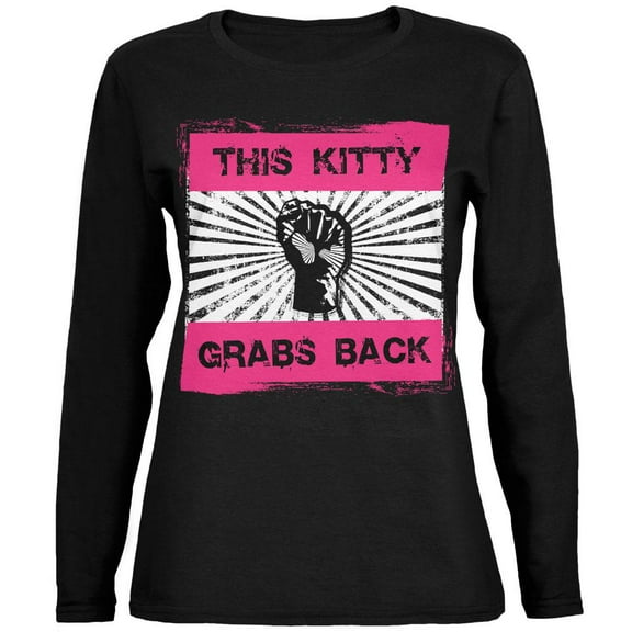 Feminist Activist This Kitty Grabs Back Ladies' Relaxed Jersey Long-Sleeve Tee Black X-LG