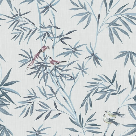Tempaper Bamboo Chinoiserie Mystic Blue Peel and Stick Wallpaper, 20.5" x 16.5'