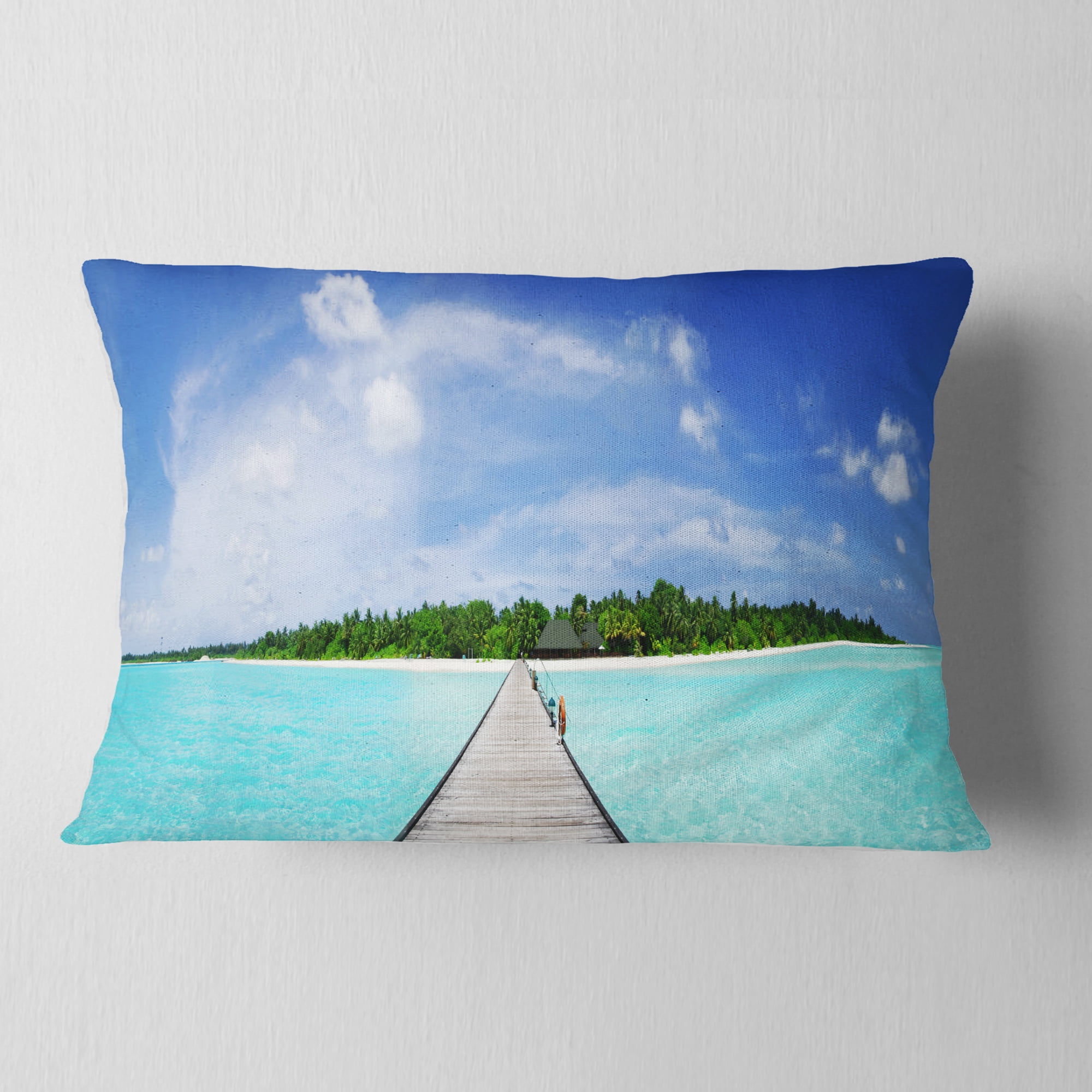 Designart Maldives Panorama - Seascape Photography Throw Pillow - 12x20