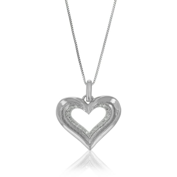 Vir Jewels 1/10 CTTW Lab Grown Diamond Heart Pendant Necklace in Sterling Silver with Chain For Women