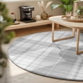 thumbnail image 3 of Round Rugs 4Ft, Grey Buffalo Plaid Round Area Rug Washable Indoor Throw Carpet, Farmhouse Modern Checkered Soft Non Slip Circle Rug for Kitchen Nursery Room Home Decor Aesthetic, 3 of 8