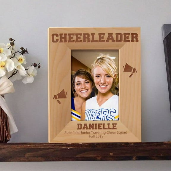 Cheerleader Personalized Wooden Picture Frame 3 1/2" x 5" Brown (Vertical)