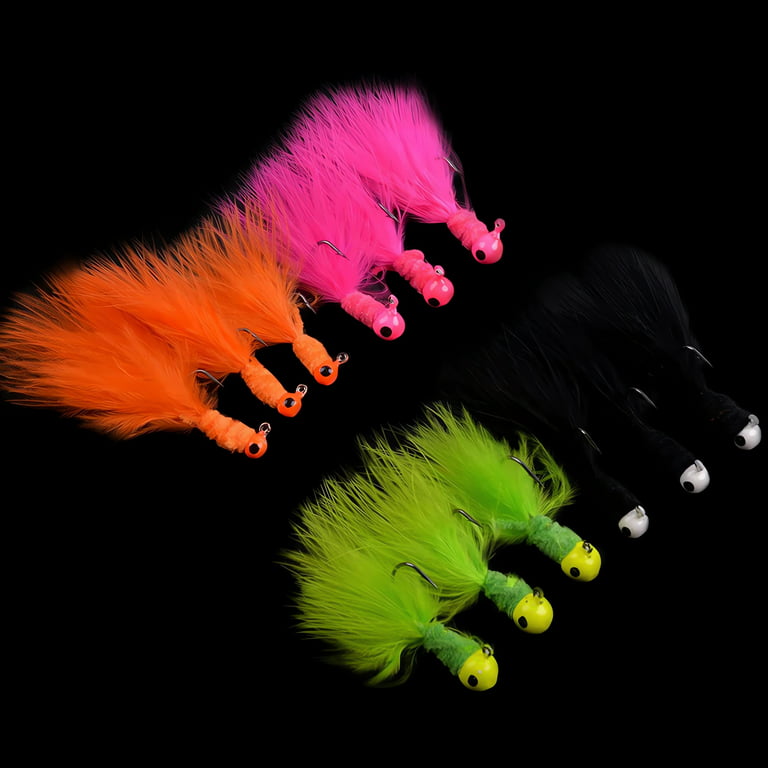 OROOTL Crappie Jig Heads Kit,25pcs Marabou Feather Fishing Jig