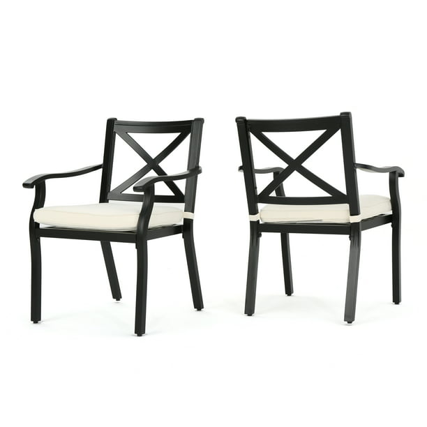 Eowyn Outdoor Cast Aluminum Dining, Black Aluminum Bistro Chairs