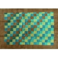thumbnail image 1 of Ahgly Company Indoor Rectangle Checkered Turquoise Blue Modern Area Rugs, 5' x 8', 1 of 4