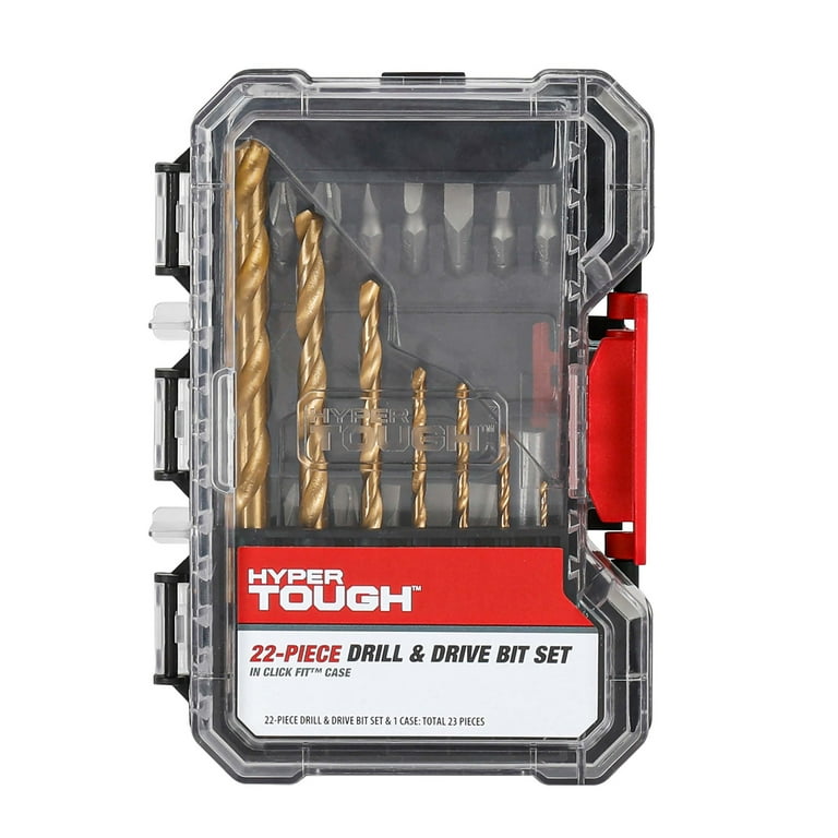 Hyper Tough Drill & Drive Set with Titanium Coated Bits 22-Piece