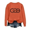 thumbnail image 4 of UJNDER Women's Letter Print Crewneck Sweatshirt Long Sleeve Oversized Casual Pullover Fall Winter Sweatshirt for Women Orange XXL, 4 of 4