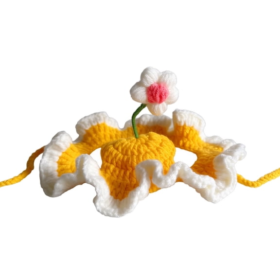 Pet Dog Knitted Hat, Summer Colorful Flower Pattern Crochet Cap, Breathable Soft Headwear for Small Dog Cat Outdoor Daily Fashion Accessory