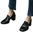 thumbnail image 3 of NOKIO Women Casual Shoes Fashion Simple Solid Color Foreign Trade Large Comfortable Square Heel Shoes Comfortable Office Work Pumps for Ladies Female Slip ons Chunky Heels Dress Loafers, 3 of 6