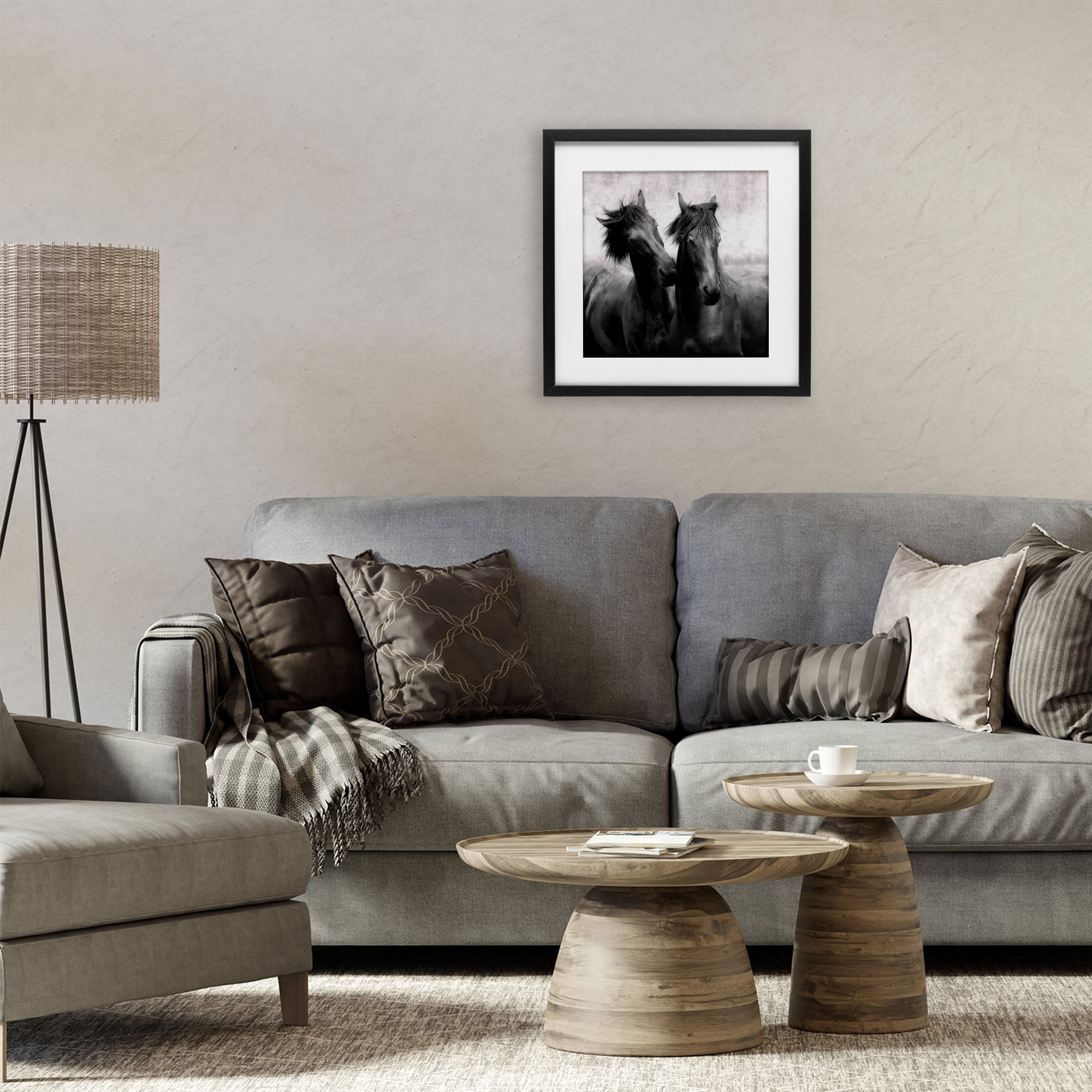 Stupell Industries Short Haired Horse Pair Black Framed Print Under Glass, design by Lars Van de Goor