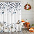 thumbnail image 2 of Shower Curtain 72"W x 78"L Autumn Thanksgiving White Pumpkins Leaves Fabric Shower Curtains Set with Hooks Water Repellent Bathroom Curtains Machine Washable Bathroom Accessories, 2 of 6