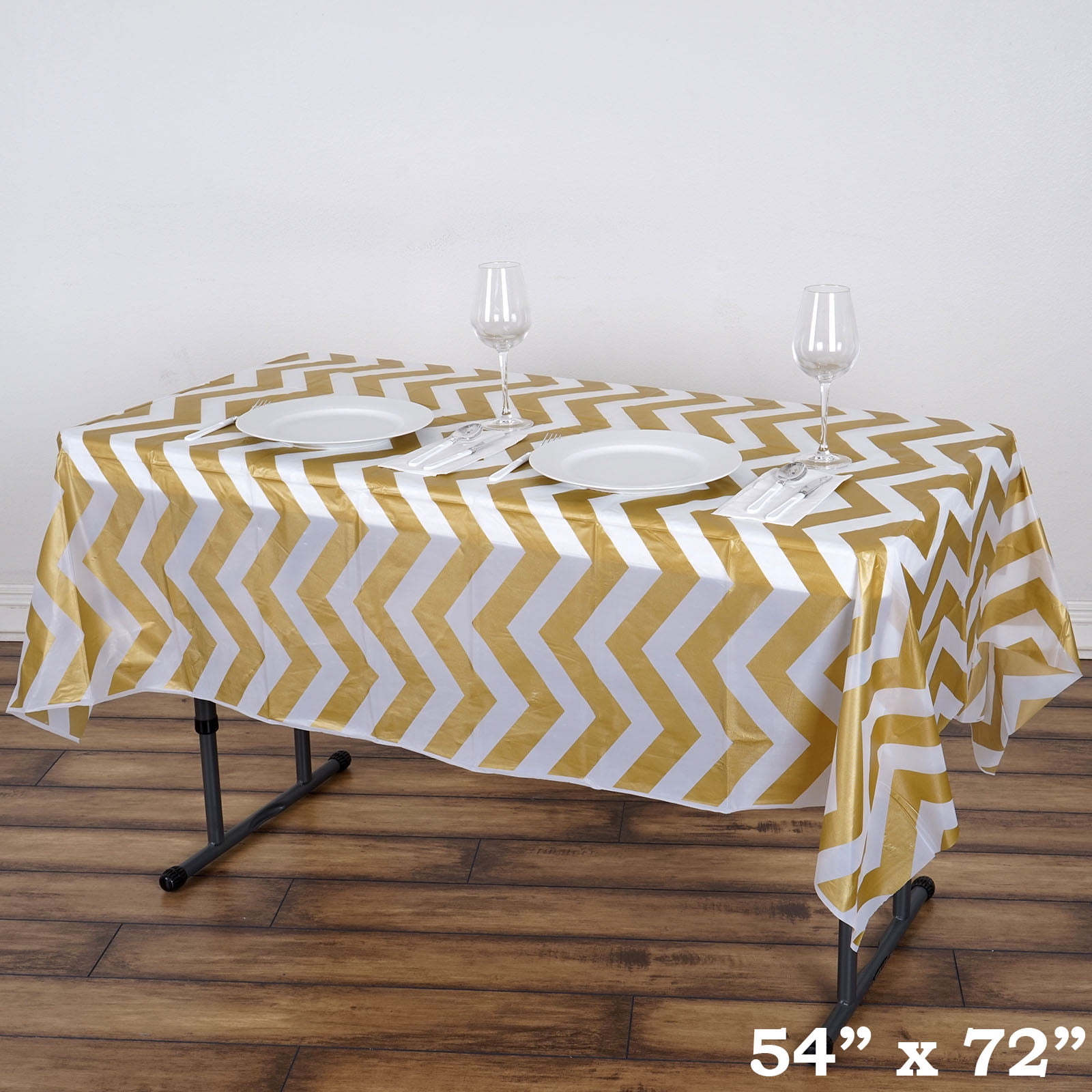 BalsaCircle 54" x 72" Rectangular Chevron Disposable Plastic