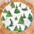 thumbnail image 2 of White Christmas Watercolor Tree Pattern Round Fitted Tablecloth with Elastic Edge,Dining Table Cover Waterproof,Outdoor Round Tablecloth for Camping,Dining,Indoor and Outdoor, 2 of 7